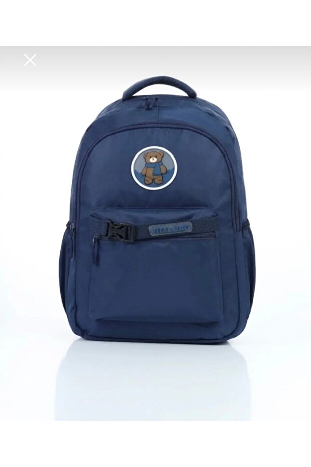 Navy Blue Bear Figured Waterproof 4 Compartment Backpack