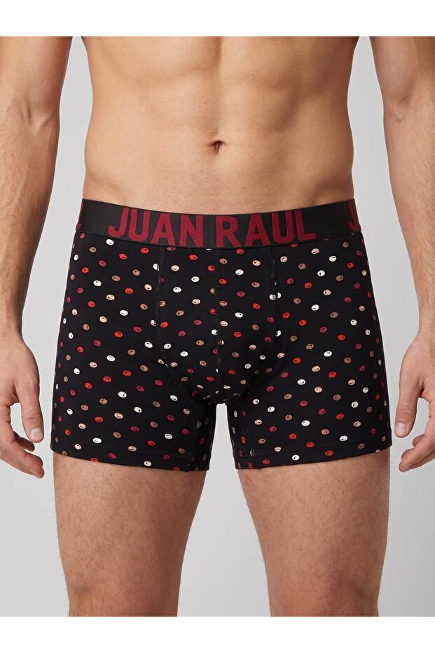 Black Colorful Polka Dot Patterned Cotton Men's Boxers - Db343