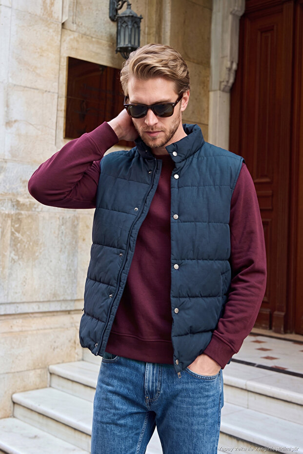 Quilted Stand Collar Puffer Vest Men's Vest 497West
