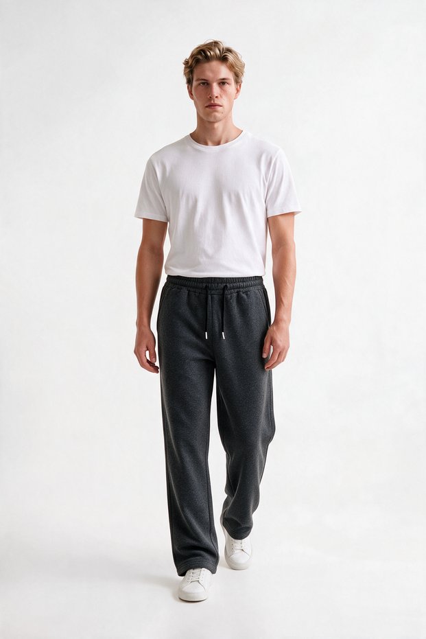 Men's Baggy Loose Fit Smoked Sweatpants, 3-Thread Winter Style