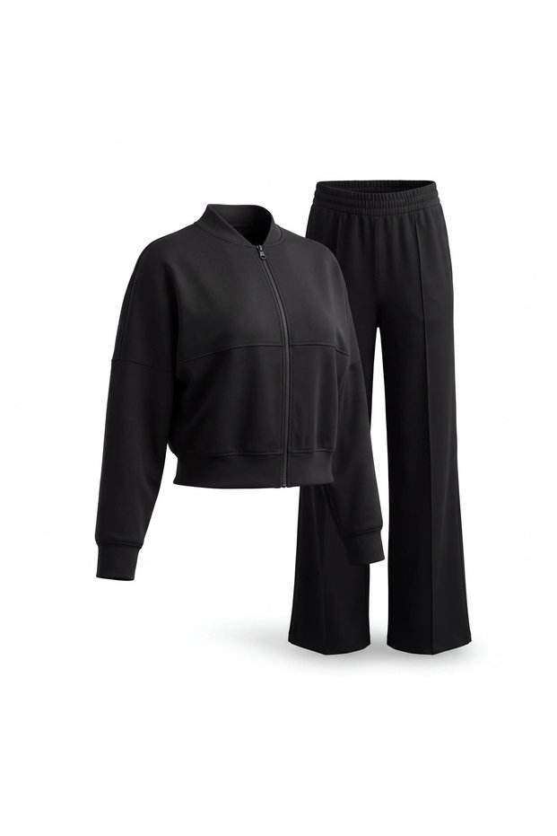 Full-Length Zippered Oysho Fabric Top and Bottom Set