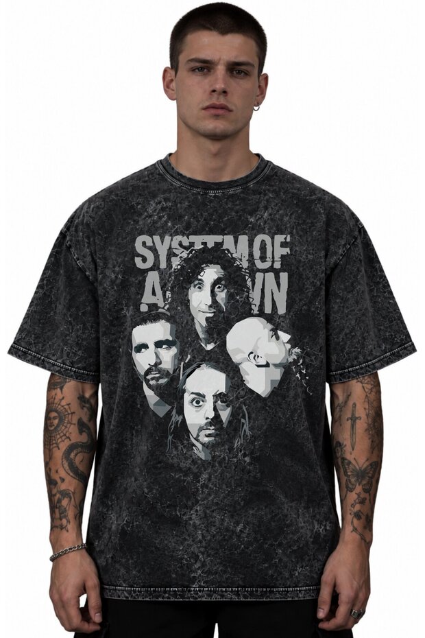System of a down Rock Metal Music Band Printed Unisex Oversize Vintage Washed T-Shirt