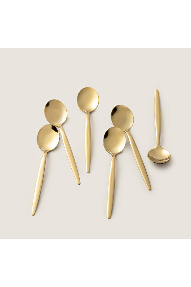 Belina 6 Piece Tea Spoon Set Shiny Gold