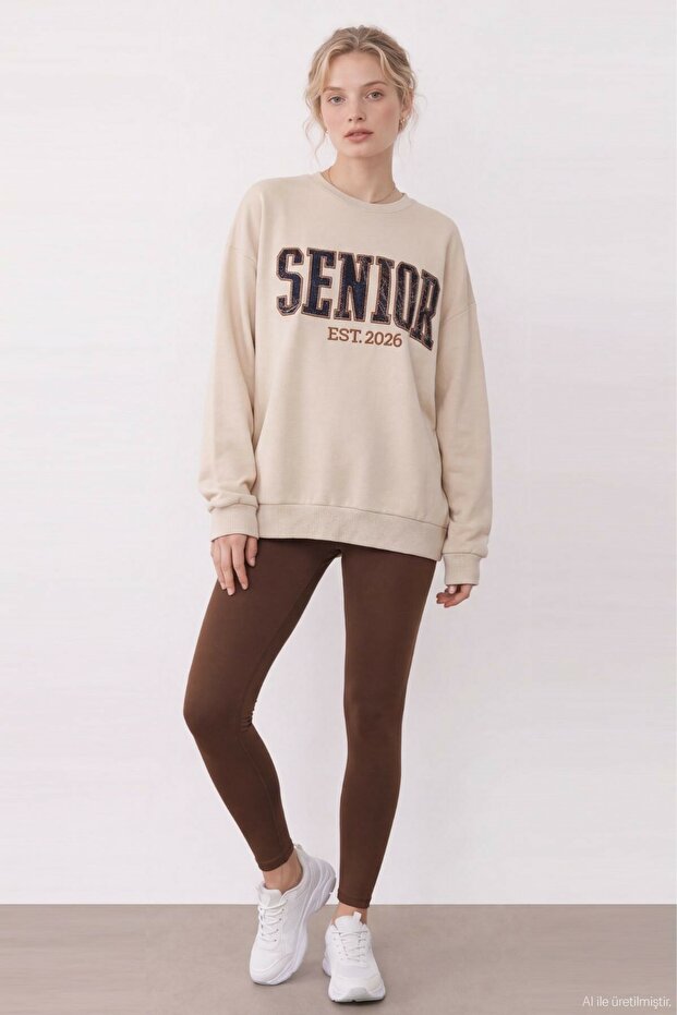 Women's Beige Embroidery Detailed Sweatshirt