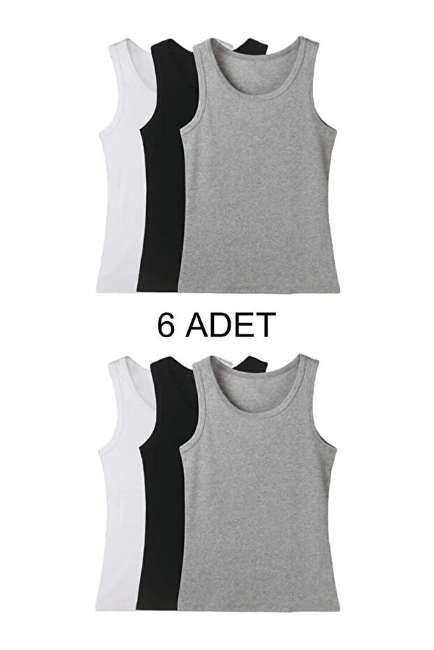6-Piece Men's Lycra Cotton Combed Cotton Undershirt Set – Mixed Colors (Gray, Black, White)