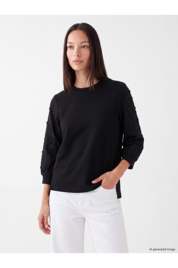 Vizyon New Season Black Embroidered Soft Touch Blouse