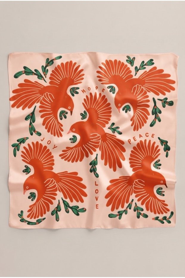 Orange Peace Birds Pattern Scarf Bandana 50X50 cm