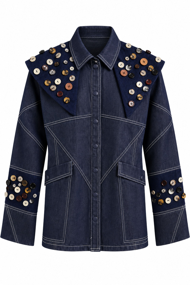 Contrast Stitching Detailed Buttoned Design Jacket