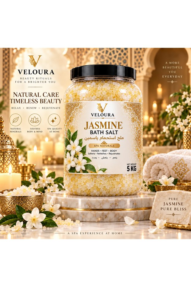 JASMINE SPA SALT 5KG – FLORAL & REFRESHING BATH SALT FOR BODY & FOOT SOAK