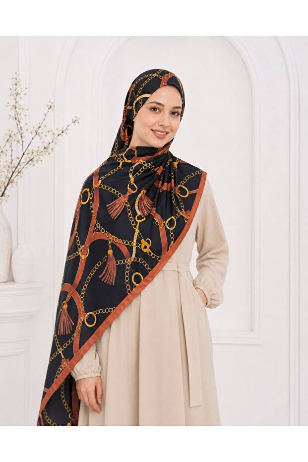 Women's Chain Patterned Shawl Hijab Daily Stylish Patterned Comfortable Use