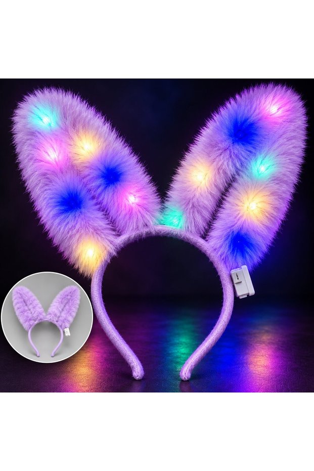 3-Mode Led Lighted Plush Rabbit Ear Lilac Color () Glbl-Stl57839