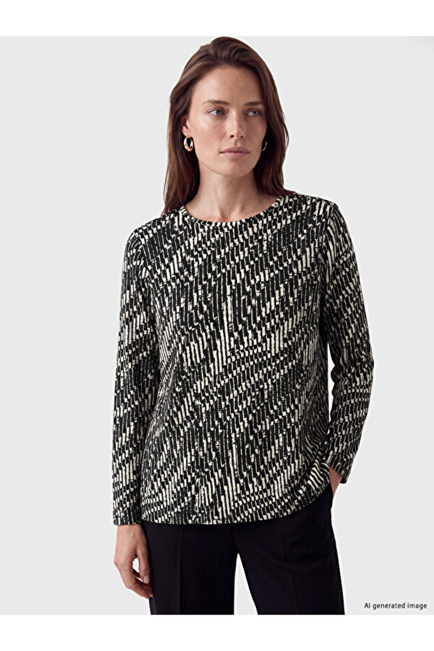 Crew Neck Patterned Women's T-Shirt