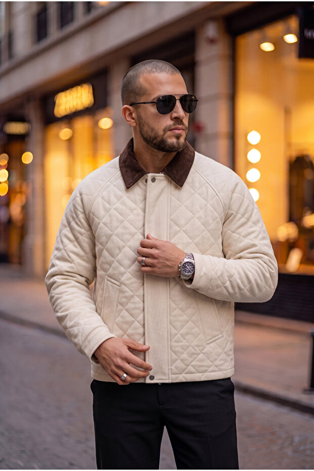 Textured Quilted Velvet Collared Jacket/Mantle