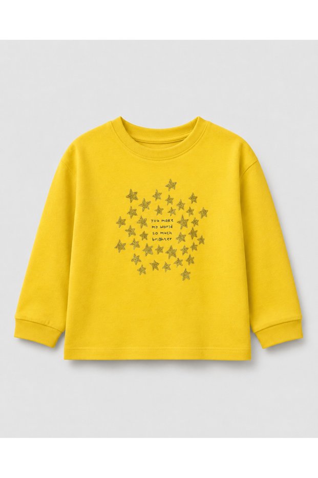 Glitter Stars Girls Yellow 100% Cotton T-Shirt (2-8 Years)