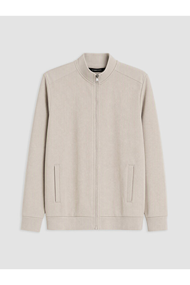 Men's Zippered Sweatshirt with Stand Collar