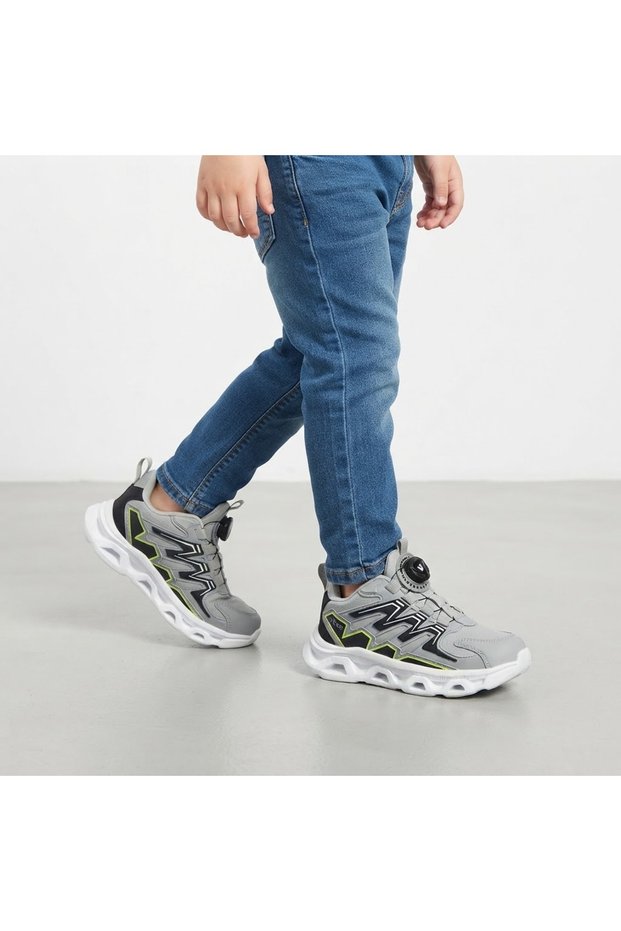 Aleda Mechanism Lace-Up Phlon Light Sole Children's Sports Shoes Gray