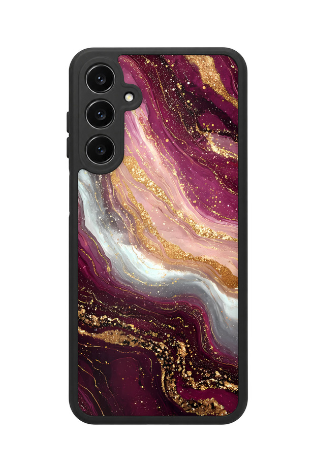 Samsung Galaxy A16 Compatible Burgundy Marble Patterned Shockproof Case with Camera Protection