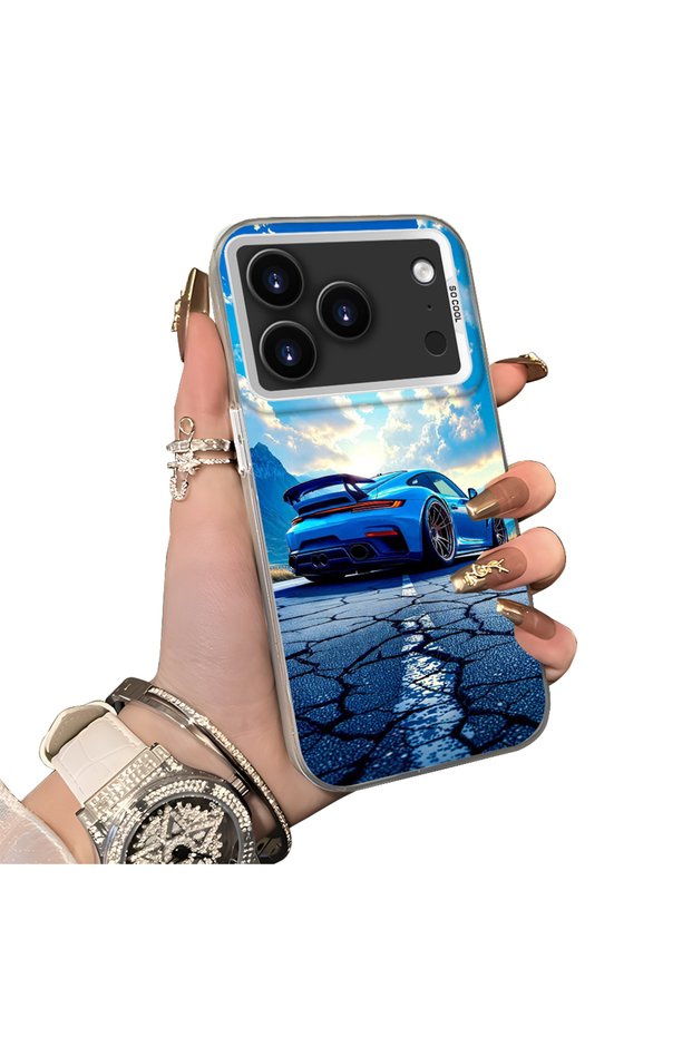 For iPhone 18 Pro Max Compatible Silicone Edge Hard Back Case Sports Car Patterned Couple Phone Case