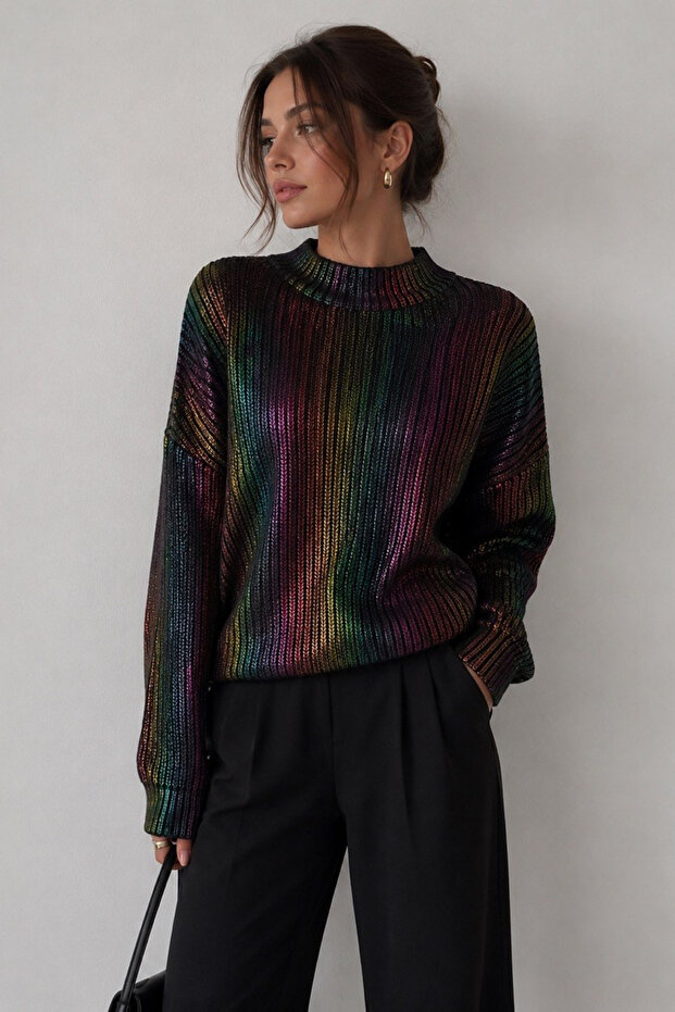 Women's Crew Neck Colorful Sweater