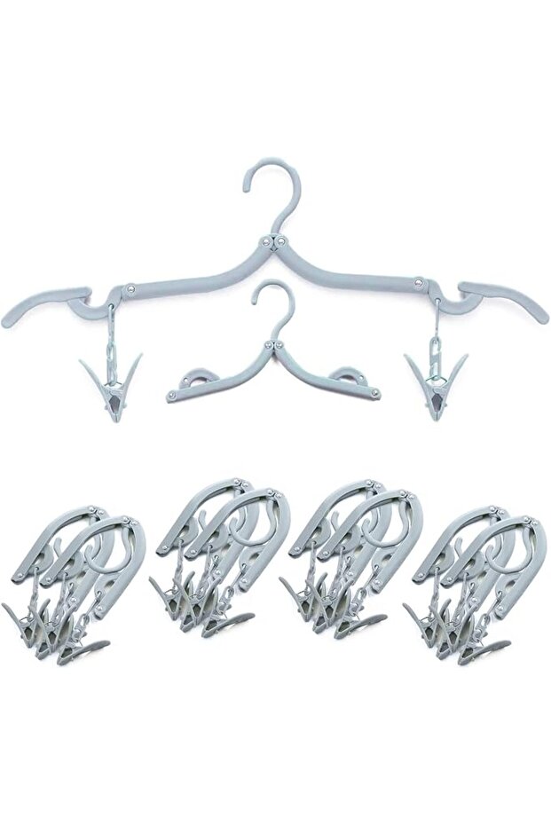 10 Pcs Folding Coat Hangers, Portable Plastic Hangers Clothes Foldable Hanger with Clips and