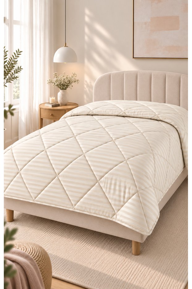 Micro Jacquard Single Size Silicone Filled Quilt |   155X215 cm |   Soft Textured, Lightweight and Comfortable