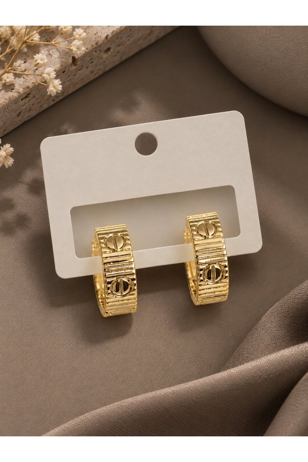 Brass Gold Color Hoop Women's Earrings