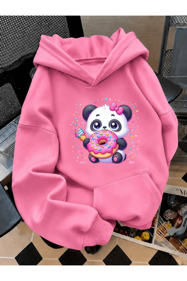 Children's Hooded Printed Sweatshirt Unisex 3 Thread Threaded Winter Hoodie
