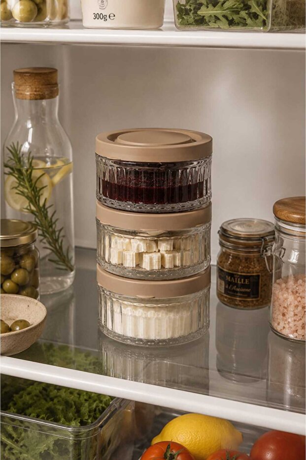 3-Piece Glass Jam Bowl & Sauce Bowl Set 140 ml | Mini Jar with Lid, Breakfast & Storage Container Set