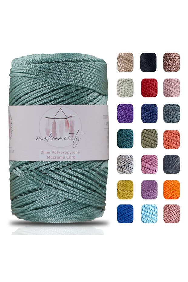 2 mm - 200 Gr Polyester Macrame Rope Çağla Green 230 m Polyester Macrame Rope Supla Rope and Bag Thread