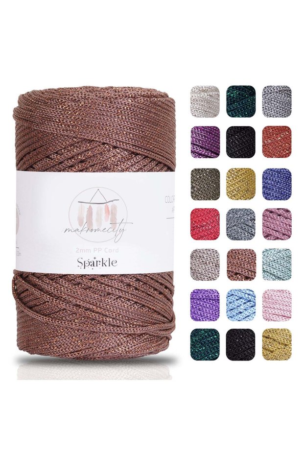 Premium Glittery 200 Gr Polyester Macrame Rope Copper 230 m Polyester Macrame Rope Supla Rope and Bag Thread