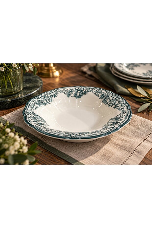 Porcelain Velour Green Fulya Bowl 26cm Single