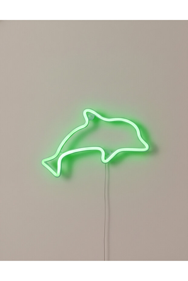 Yunus Figürlü LED Neon Duvar Tablosu | Yeşil Aydınlatmalı Modern Dekor | Çocuk Odası