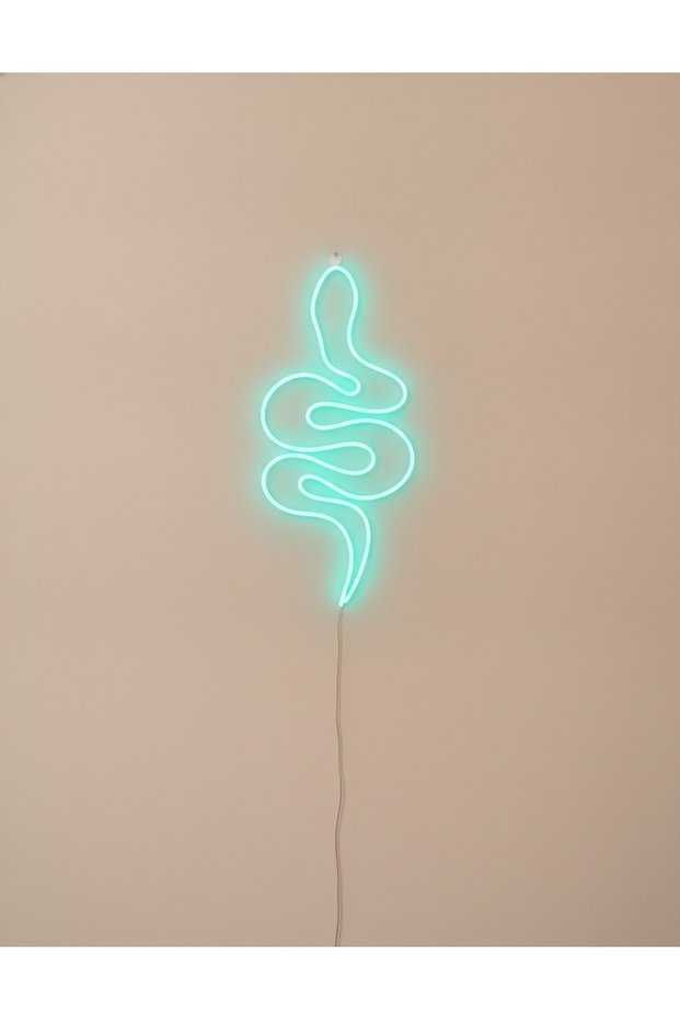 Yılan Figürlü LED Neon Duvar Tablosu | Turkuaz Aydınlatmalı Modern Dekor | Salon Dekoru