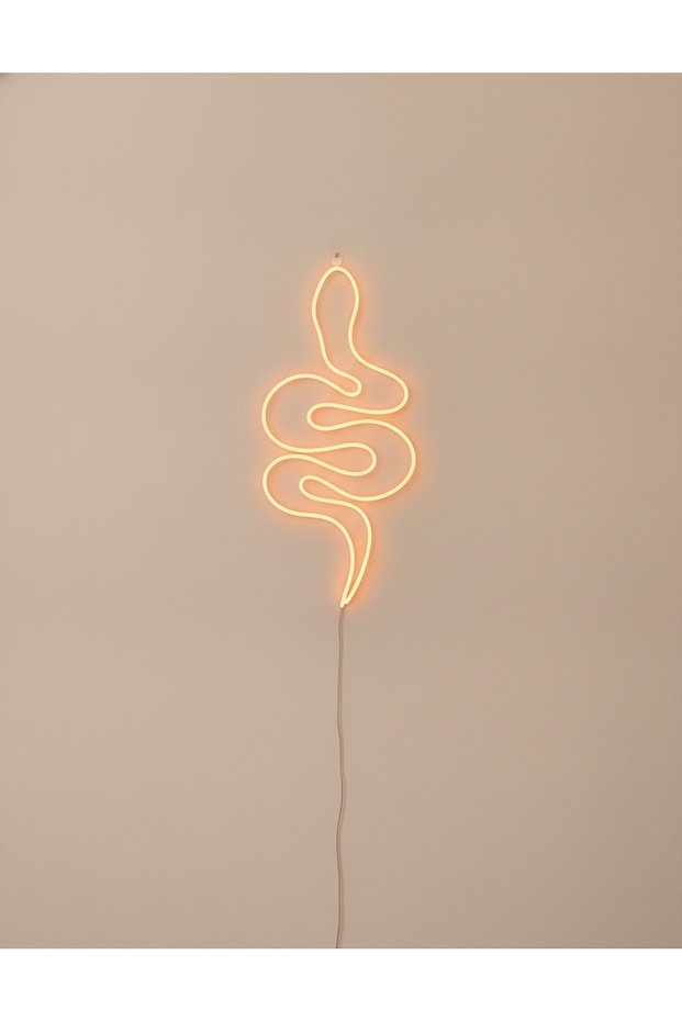 Yılan Figürlü LED Neon Duvar Tablosu | Amber Aydınlatmalı Modern Dekor | Salon Dekoru