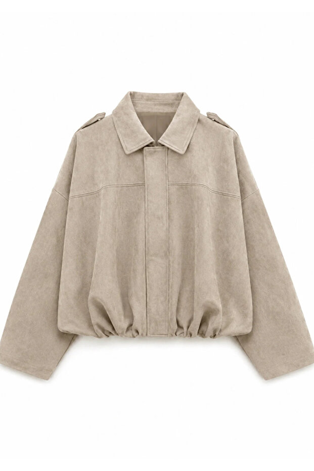 Bomber Oversize Suede Leather Jacket