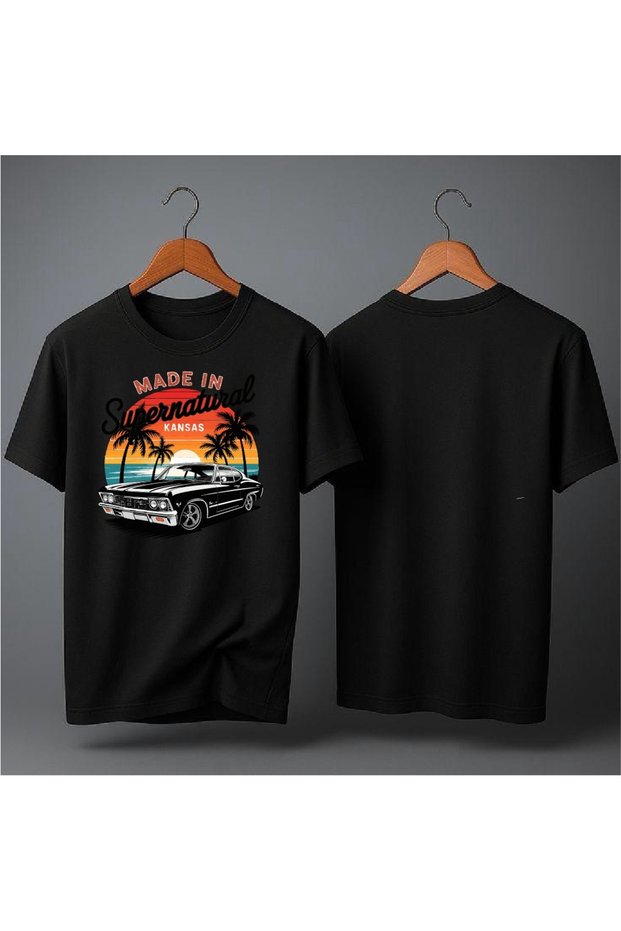 Made in Supernatural Vintage Car Print Oversized T-Shirt