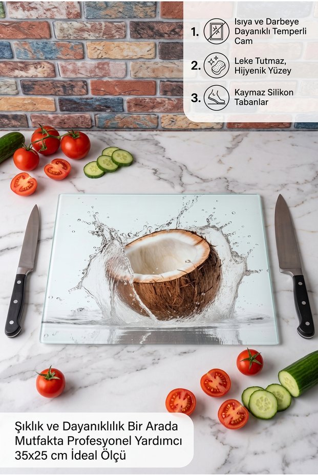 Abstract Artistic First-Class Large Size Glass Cutting Board Easy to Clean 25X35 cm Size