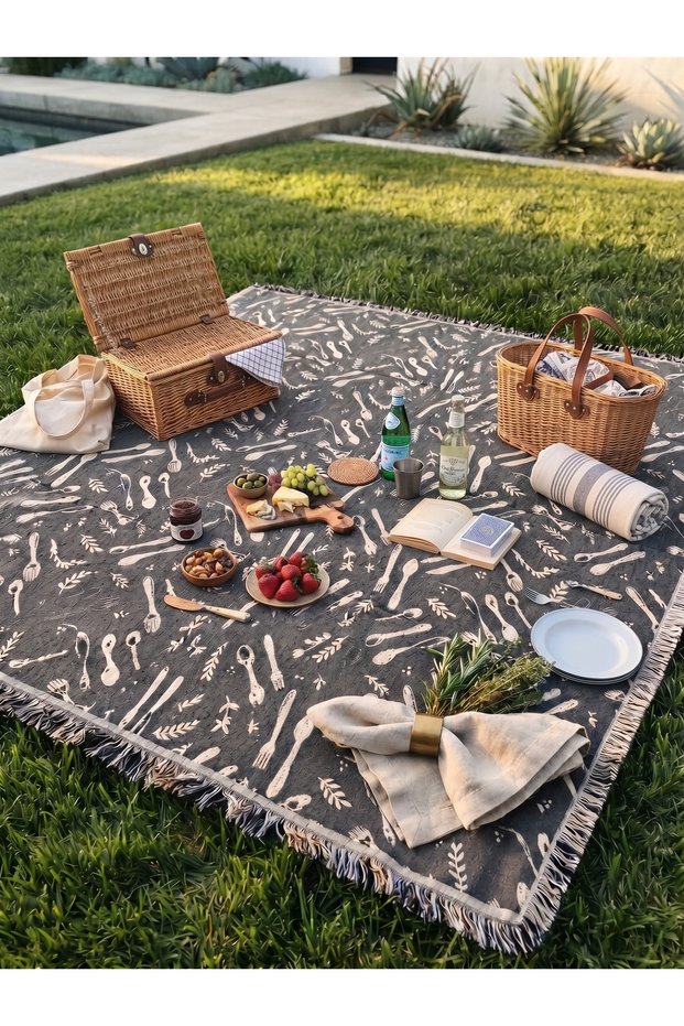 Jacquard Picnic Mat, Tablecloth, Multi-Purpose Cover, 100% Cotton