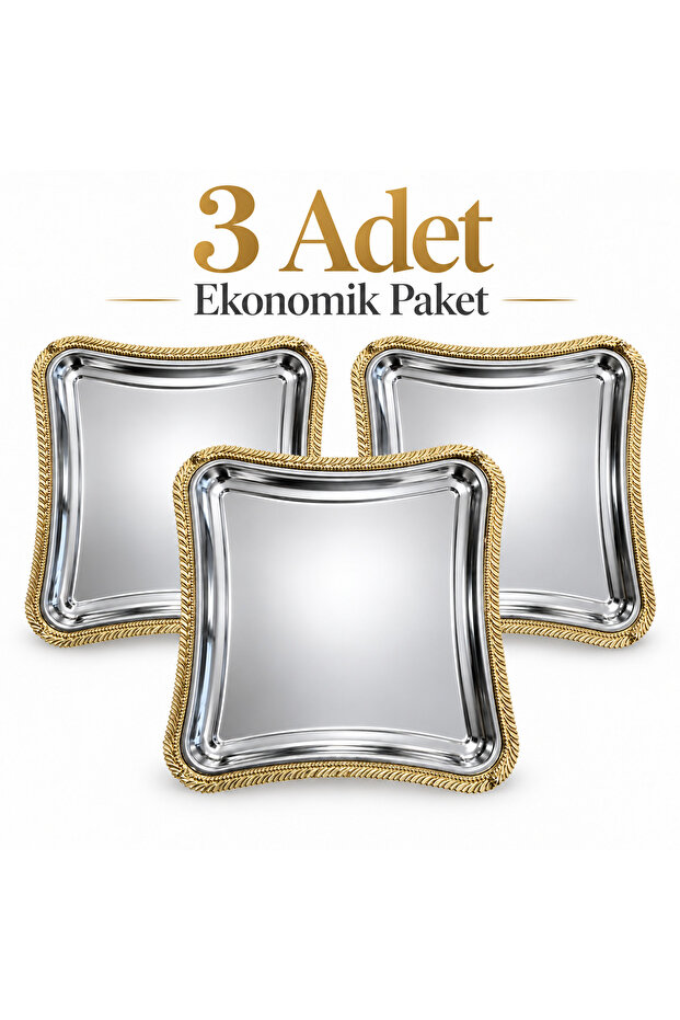 Premium Italian Square Stainless Steel Presentation Tray with Spike Frame 23X23 cm