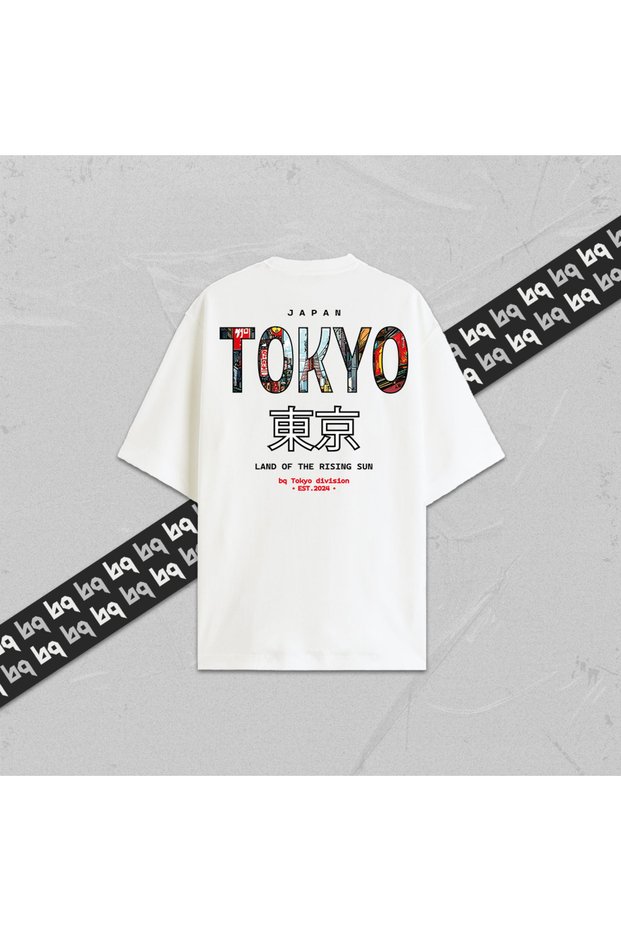 Tokyo Japan Unisex Japan Back Printed Oversize T-Shirt 100% Cotton Women's Men's Crew Neck White