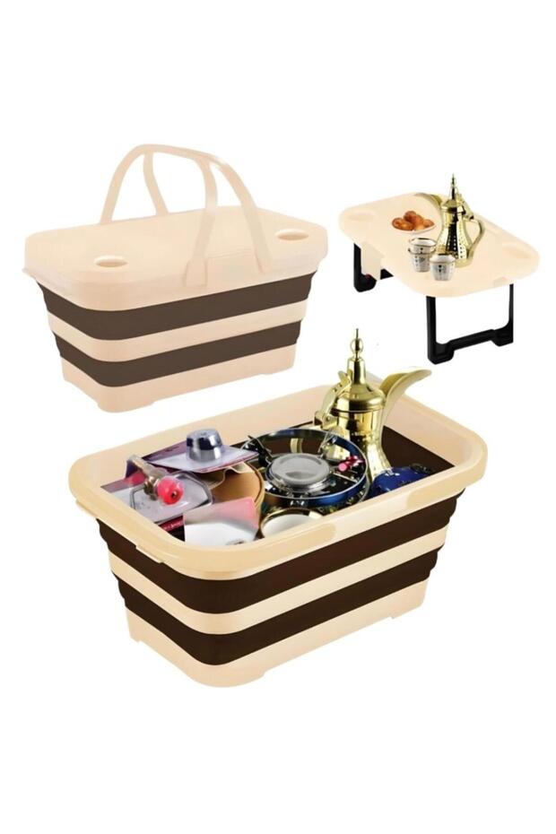 20L Foldable Picnic Basket with Table, Portable Storage Organizer for Camping, Travel & Outdoor Use