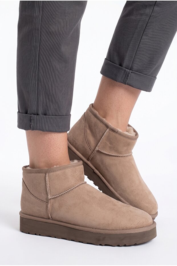 Furry Warm Water-Repellent Women's Winter Daily Use Short Mini Thick Sole Boots Mink