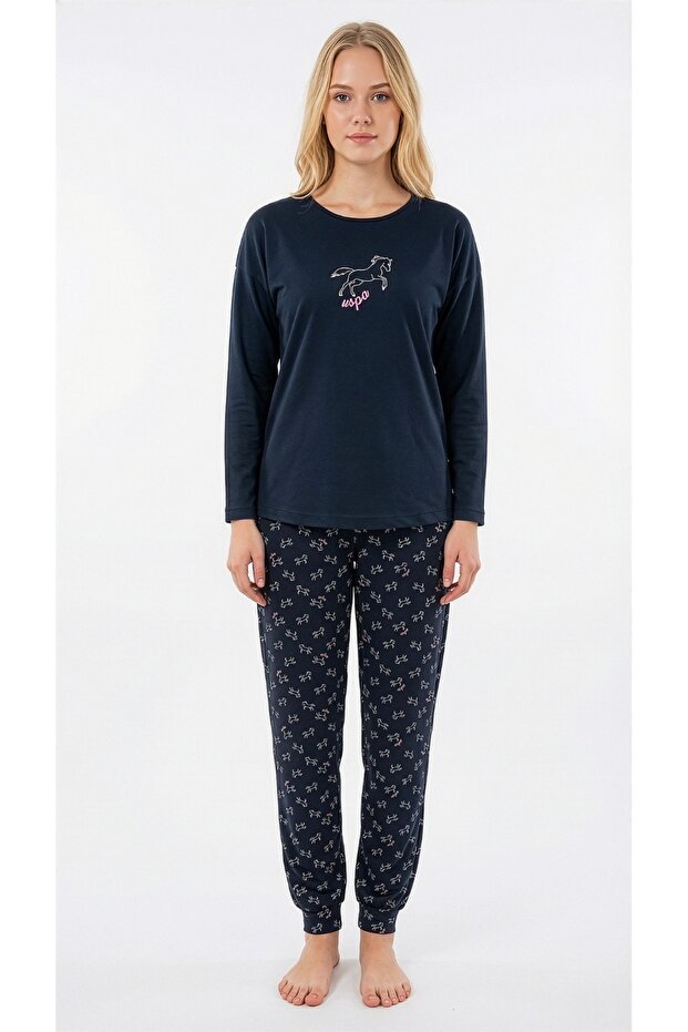 Women's Navy Blue Pajama Set