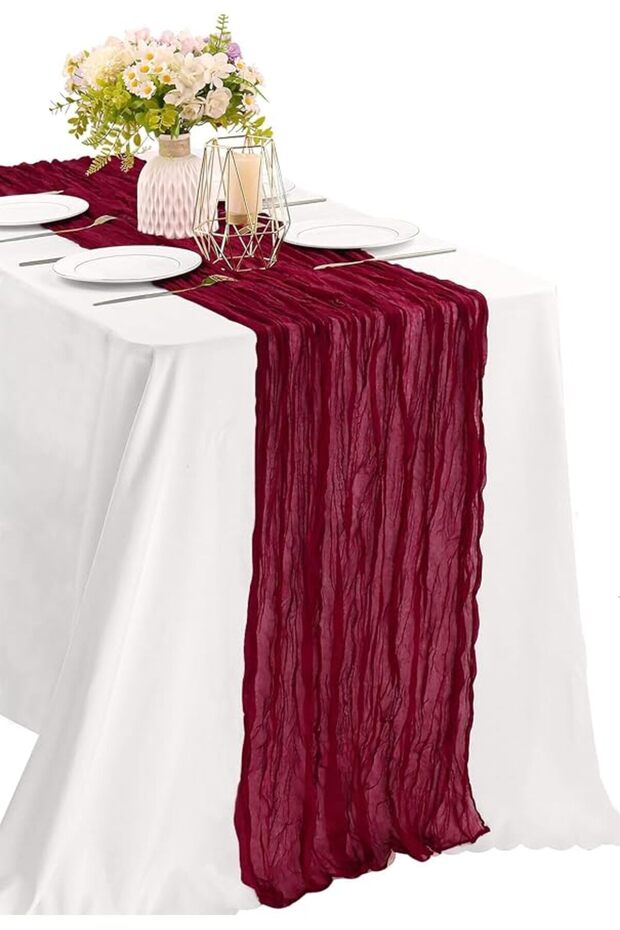 Cheesecloth Table Runner, Boho Gauze Cheese Cloth Table Runner Rustic Sheer Runner 300cm Long for We