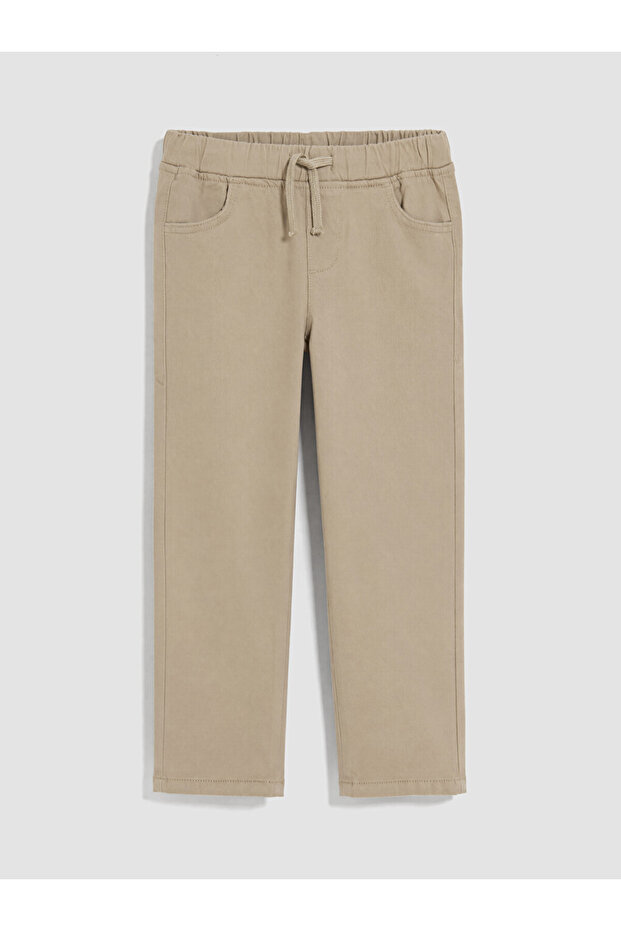 Özmarka New Season Beige Boys' Trousers with Elastic Waist