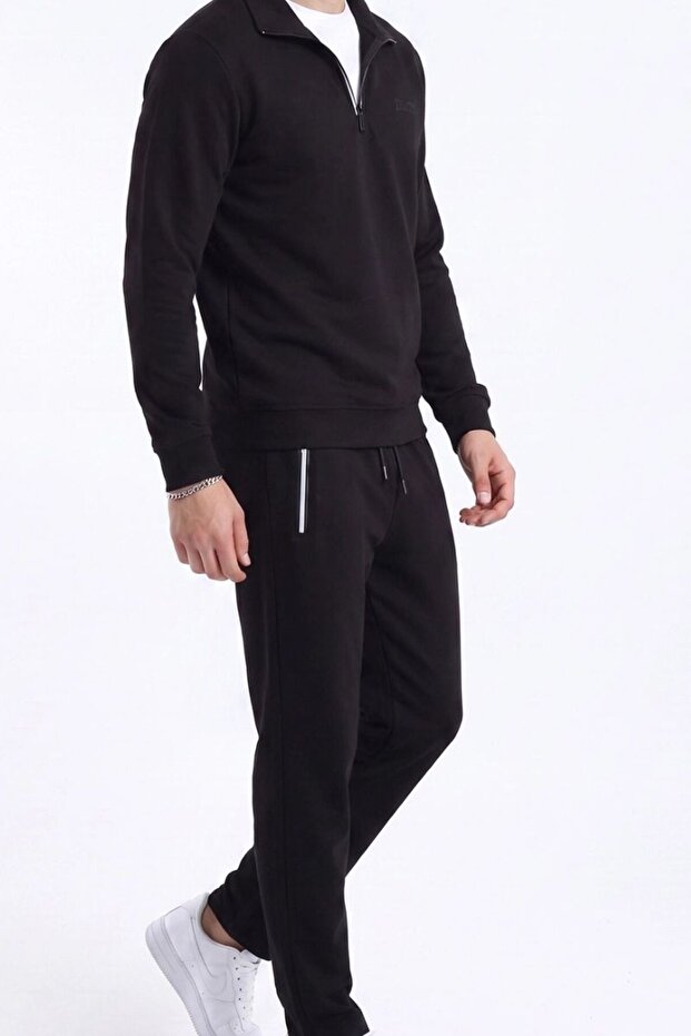 Men's Polo Collar Half-Zip Knit Sweater Set