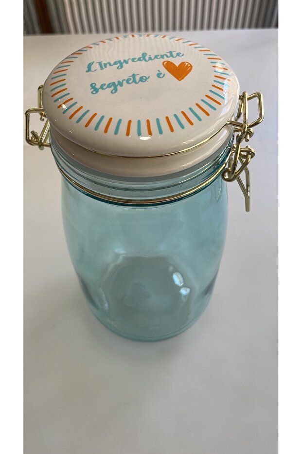 Blue 1500 Ml. Lockable Storage Jar