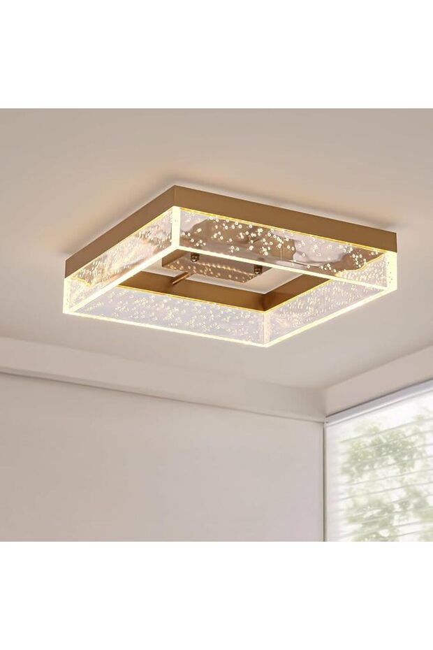 مصباح سقف كريستالي 31 سم، إضاءة LED مثبتة على السقف بلون كروم