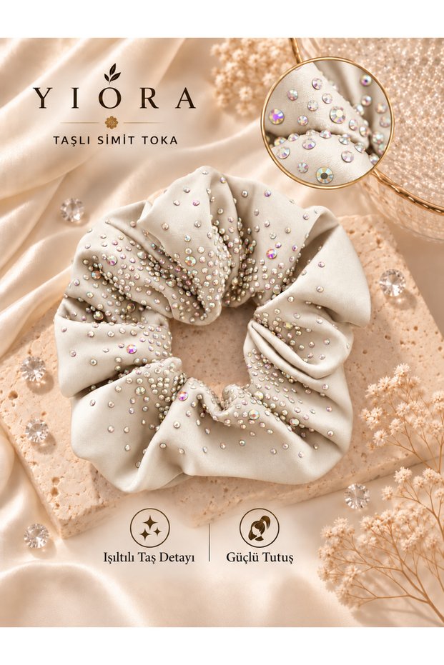 Women's Crystal Stone Large Size Satin Bagel Hair Clip – Scrunchie Hair Clip