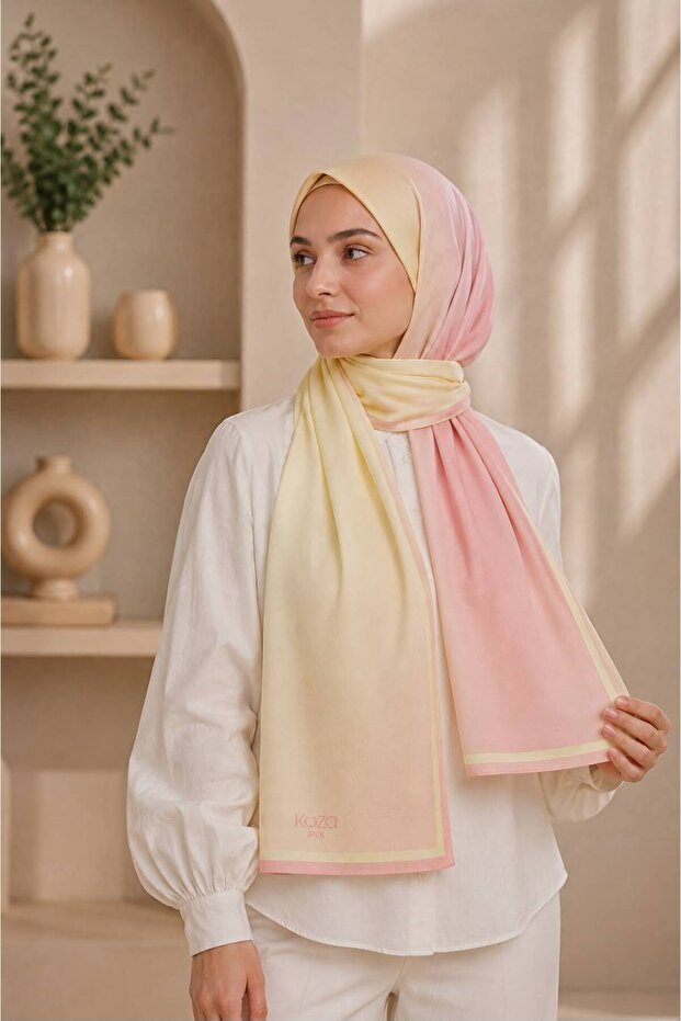 Women's Gradient Patterned Scarf Color Transition Stylish Casual Headscarf